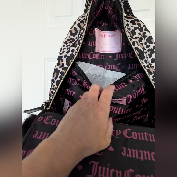 Juicy Couture Kids Leopard Print Gold Sequins Backpack/Knapsack/Carry Handle Bag - Picture 10 of 16